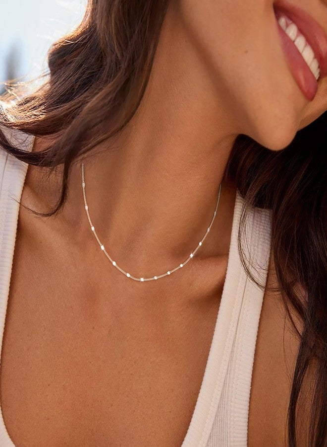 Carffordo 925 Sterling Silver Necklace Silver Chain Necklace for Women Cuban Link Chain 16 Inches Simple Dainty Necklace for Women Waterproof Trendy Jewelry Gift - Image 3
